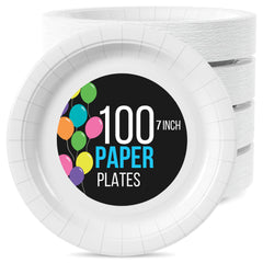 7 In. White Paper Plates | 100 Count