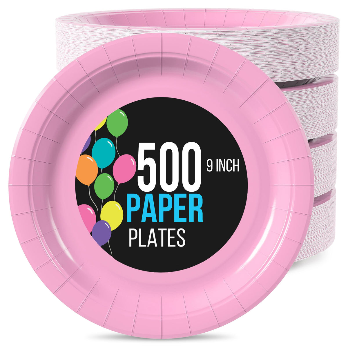 9 In. Pink Paper Plates | 500 Count