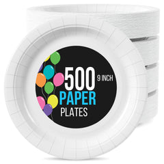 9 In. White Paper Plates | 500 Count