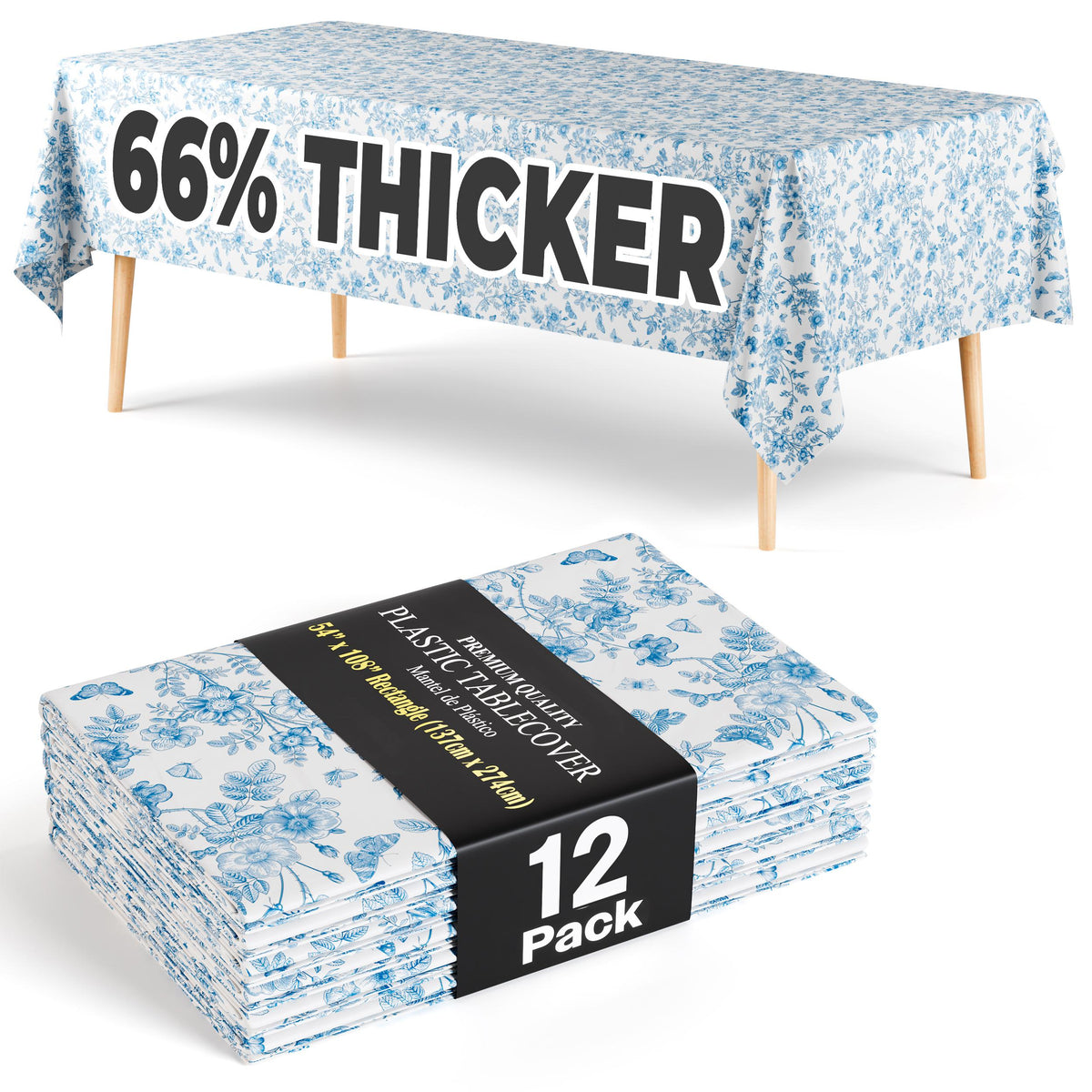 Trendables Premium Botanical Plastic Table Cover 54 In. x 108 In. | 12 Pack