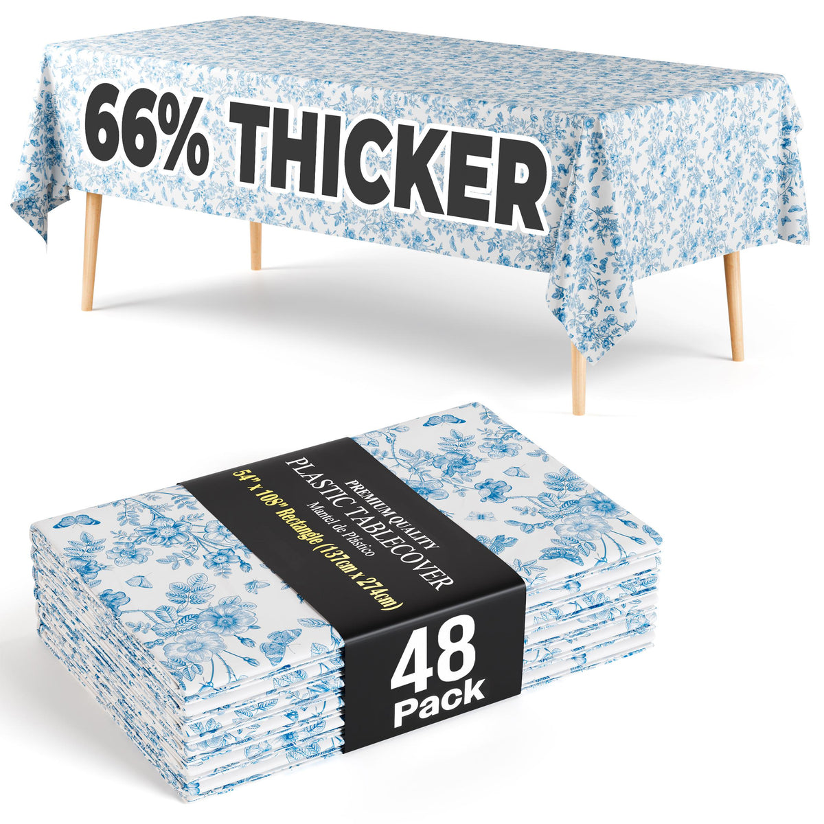 Trendables Premium Botanical Plastic Table Cover 54 In. x 108 In. | 48 Pack
