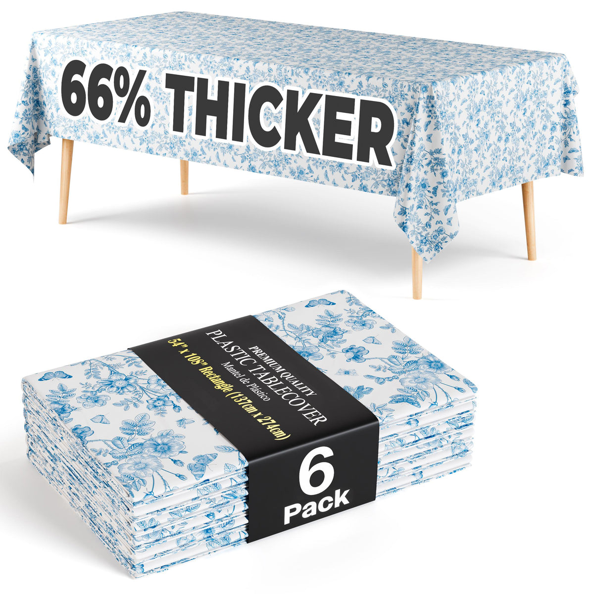Trendables Premium Botanical Plastic Table Cover 54 In. x 108 In. | 6 Pack