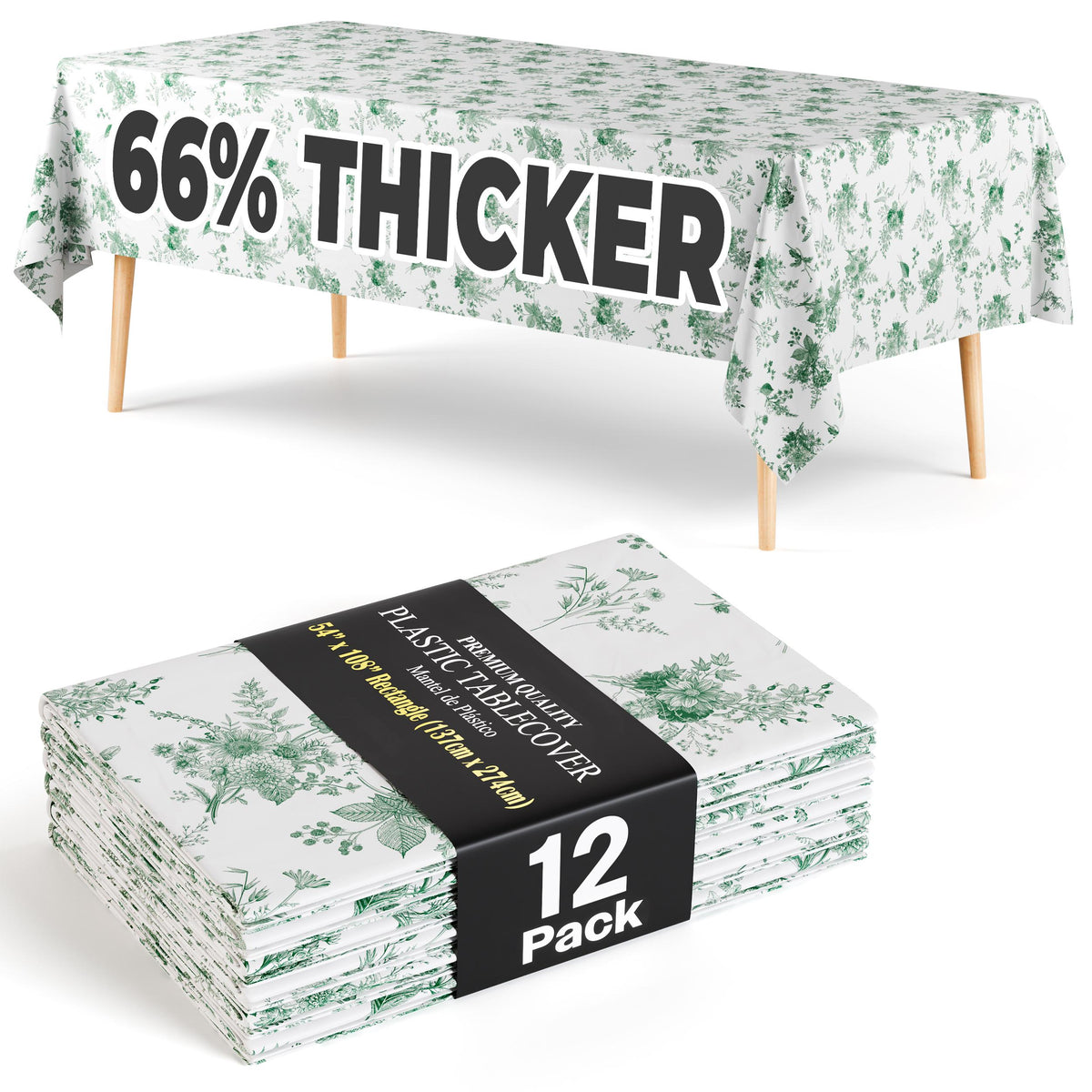 Trendables Premium Verdure Plastic Table Cover 54 In. x 108 In. | 12 Pack