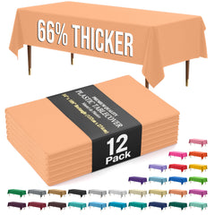 Premium Peach Plastic Table Covers | 12 Pack
