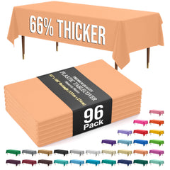 Premium Peach Plastic Table Covers | 96 Count