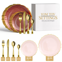 140 Piece Pink/Gold Petal Combo Set | Serves 20 Guests