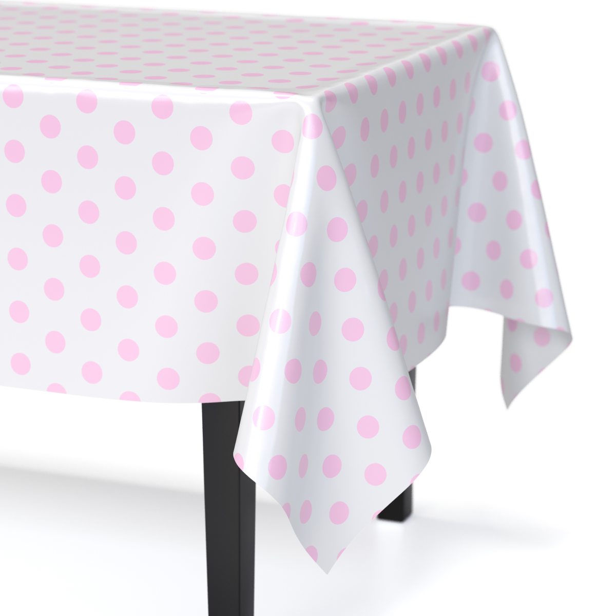 Pink Polka Dot Printed Plastic Table Covers | 48 Count