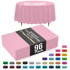 Premium Round Pink Plastic Table Covers | 96 Count