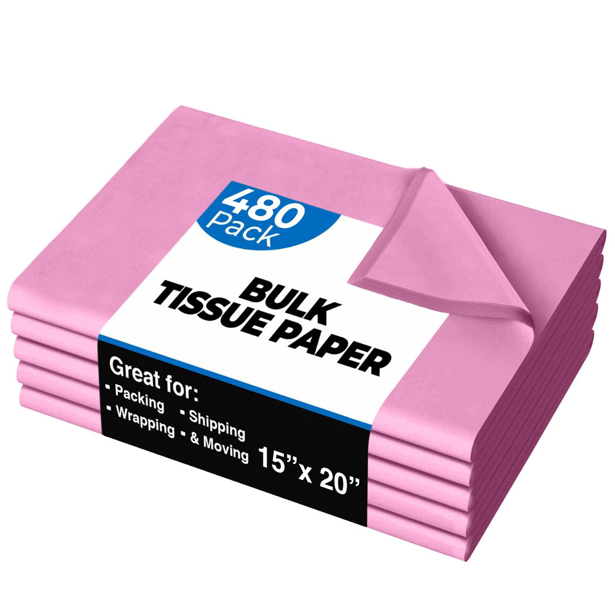 15 In. x 20 In. Pink Tissue Paper | 480 Sheets