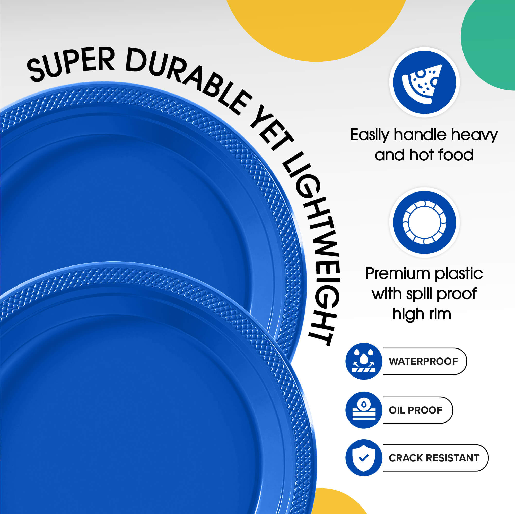 7 In. | Dark Blue Plastic Plates | 600 Count