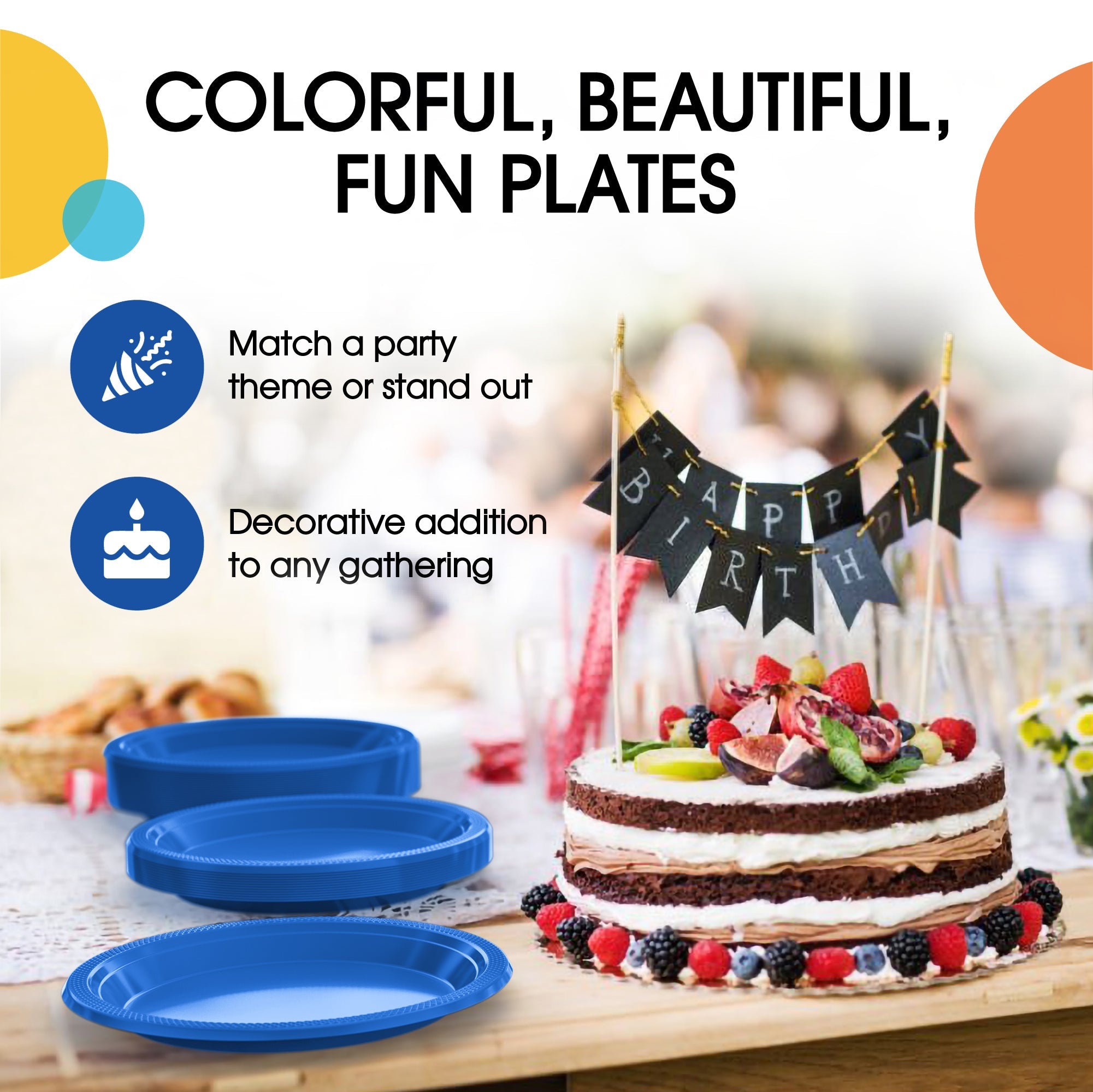 10 In. | Dark Blue Plastic Plates | 600 Count