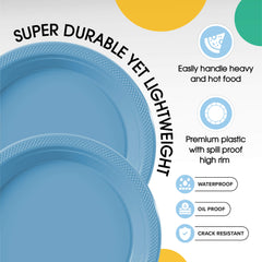 10 In. | Light Blue Plastic Plates | 600 Count