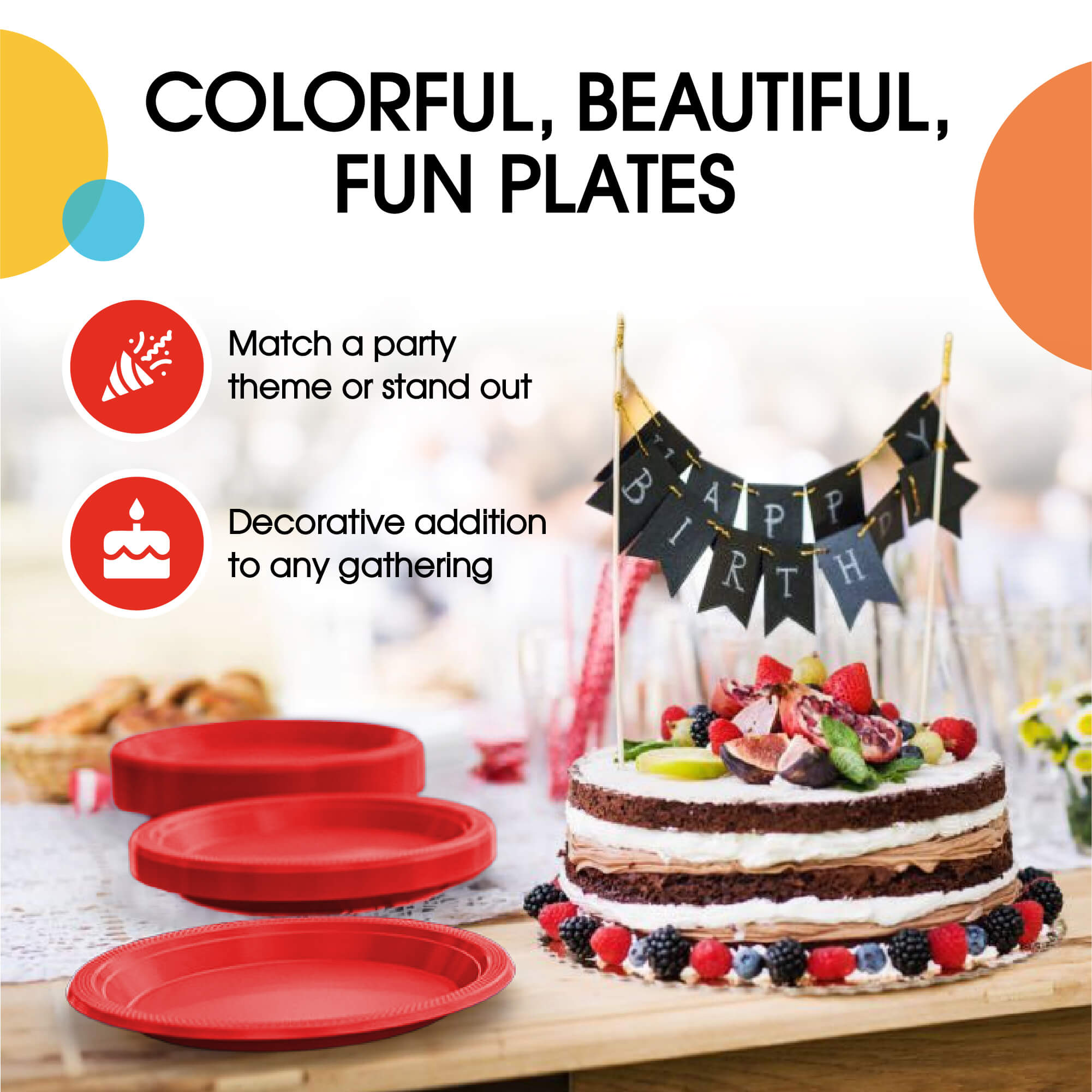 7 In. | Red Plastic Plates | 600 Count