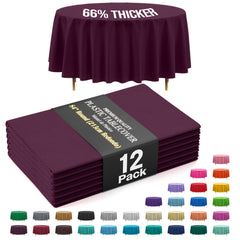 Premium Round Plum Plastic Table Covers | 12 Pack