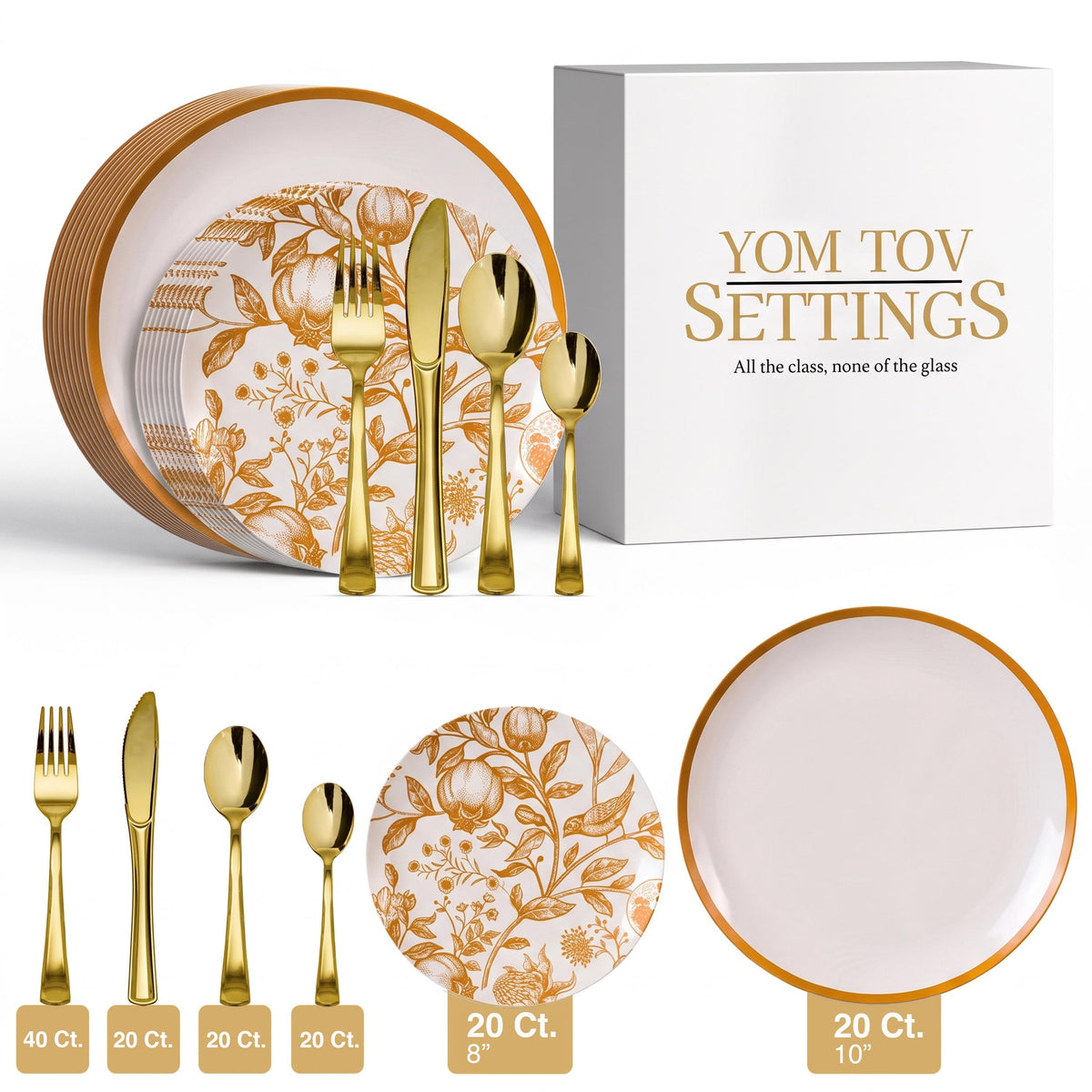 140 Piece Pomegranate Combo Set | Serves 20 Guests