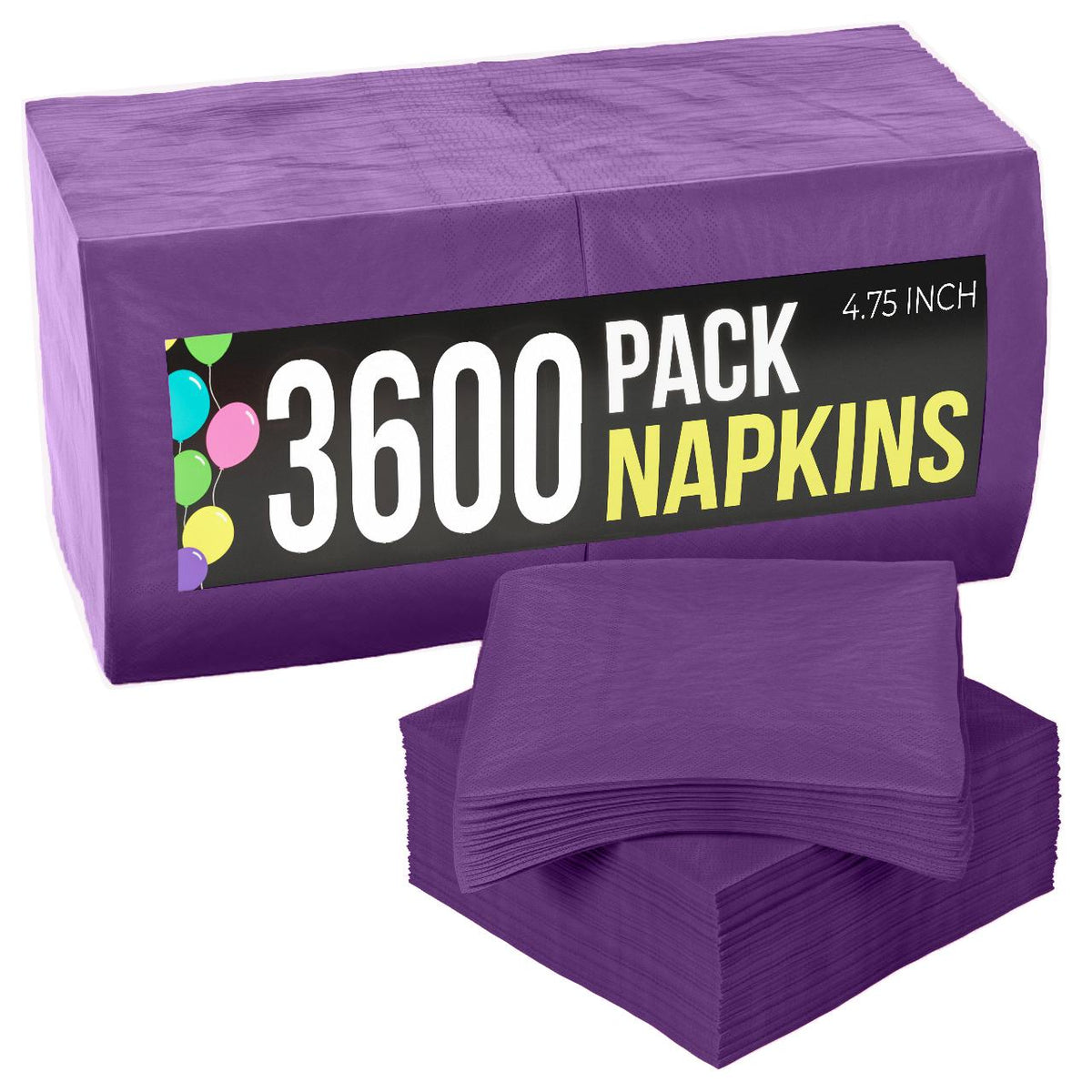 Purple Beverage Napkins | 3600 Pack