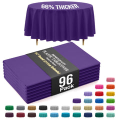 Premium Round Purple Plastic Table Covers | 96 Count