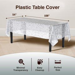 White Lace Printed Plastic Table Covers | 48 Count