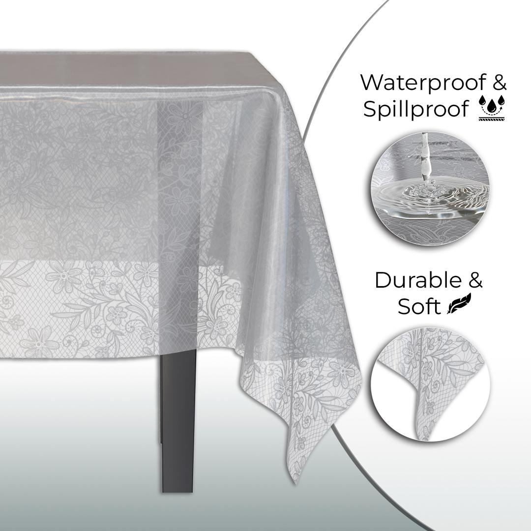 Silver Floral Table Cover | 6 Pack