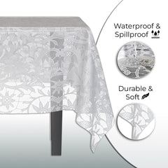 White Lace Printed Plastic Table Covers | 48 Count