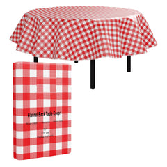 Red Gingham Flannel Backed Table Cover 70 In. Round | 2 Pack