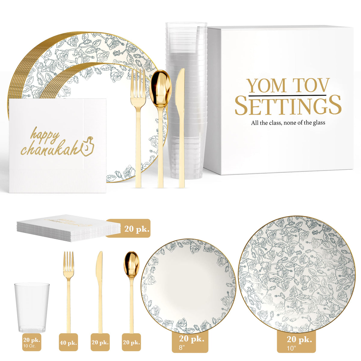 Service for 20 | Roses Hanukkah Combo Set
