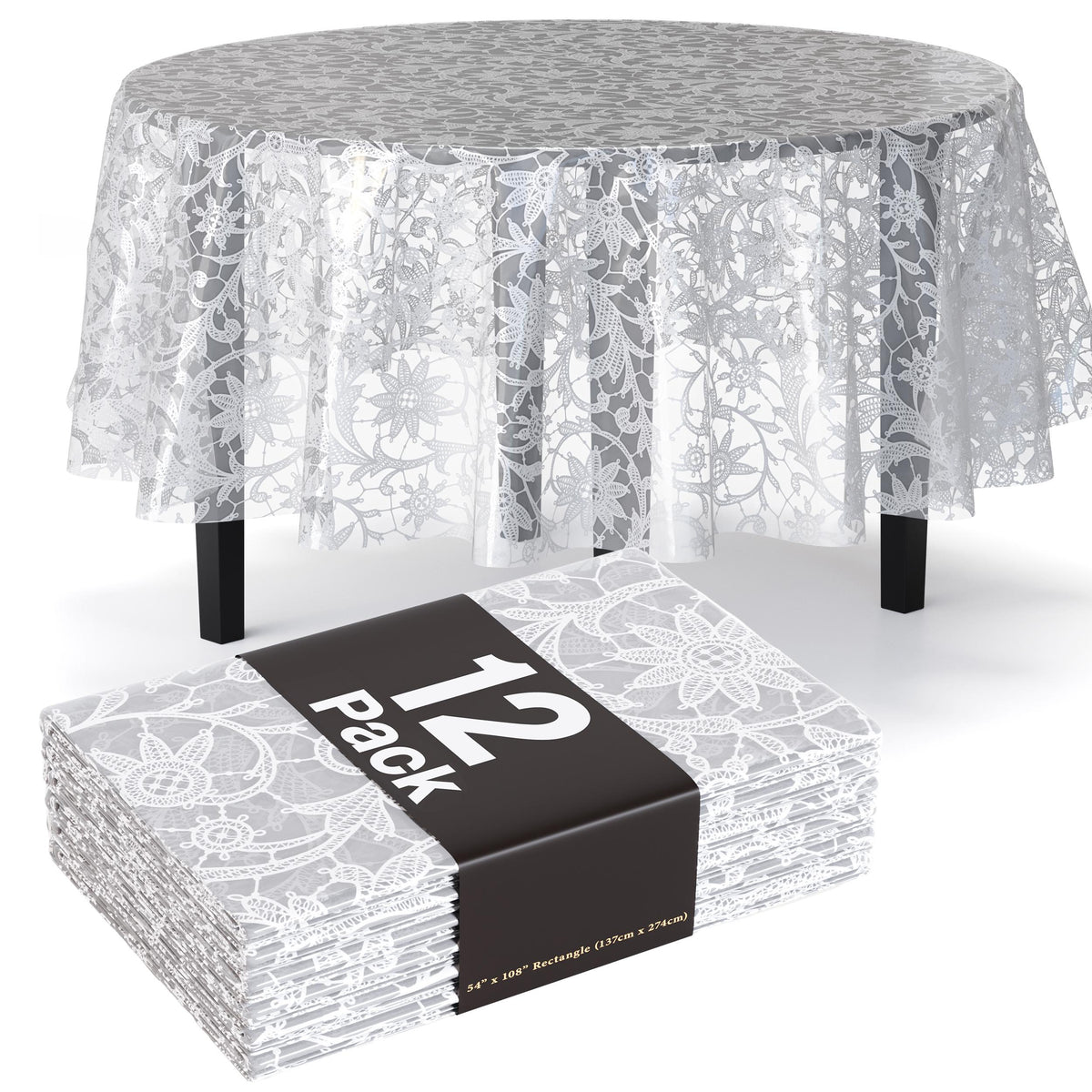 Round White Lace Table Cover | 12 Pack