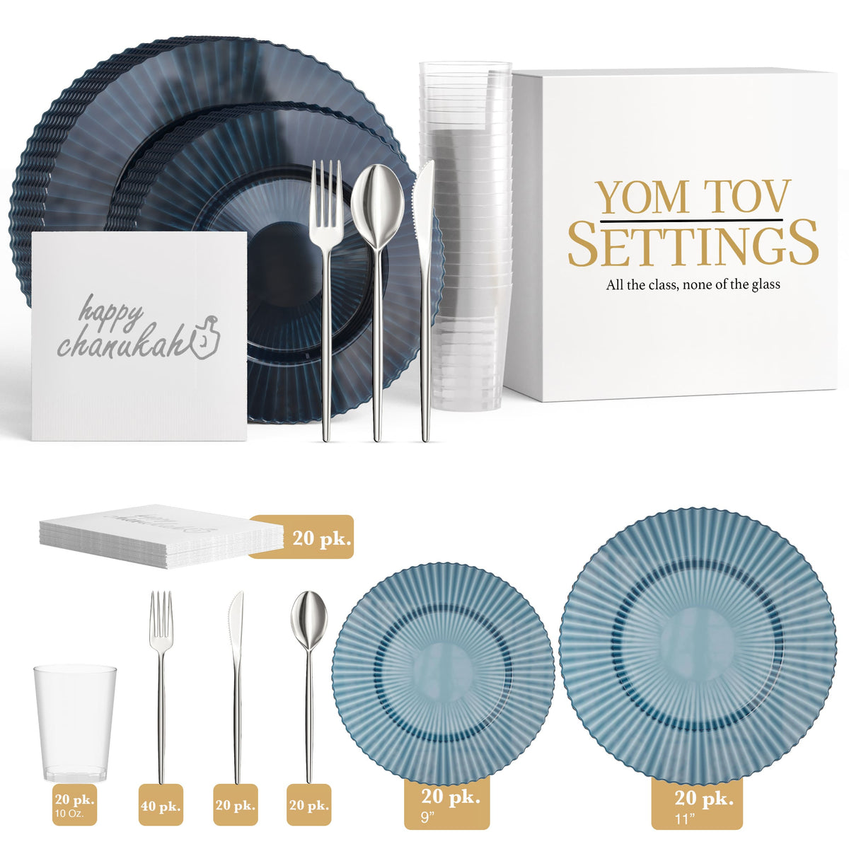 Service for 20 | Sapphire Gemstone Hanukkah Combo Set