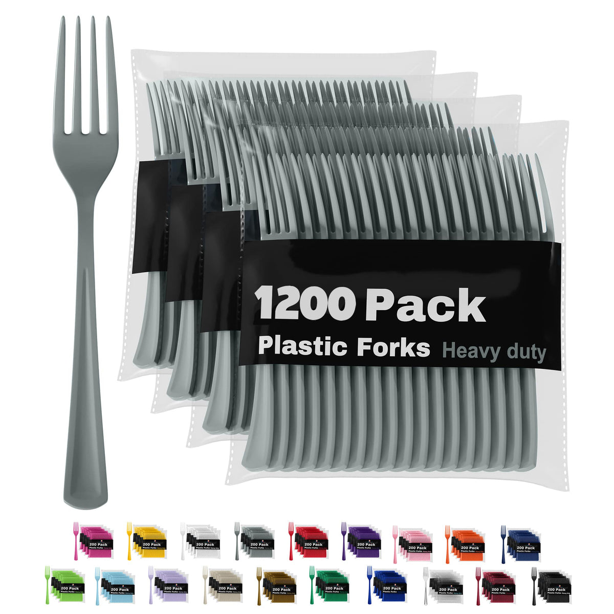 Heavy Duty Silver Plastic Forks | 1200 Count