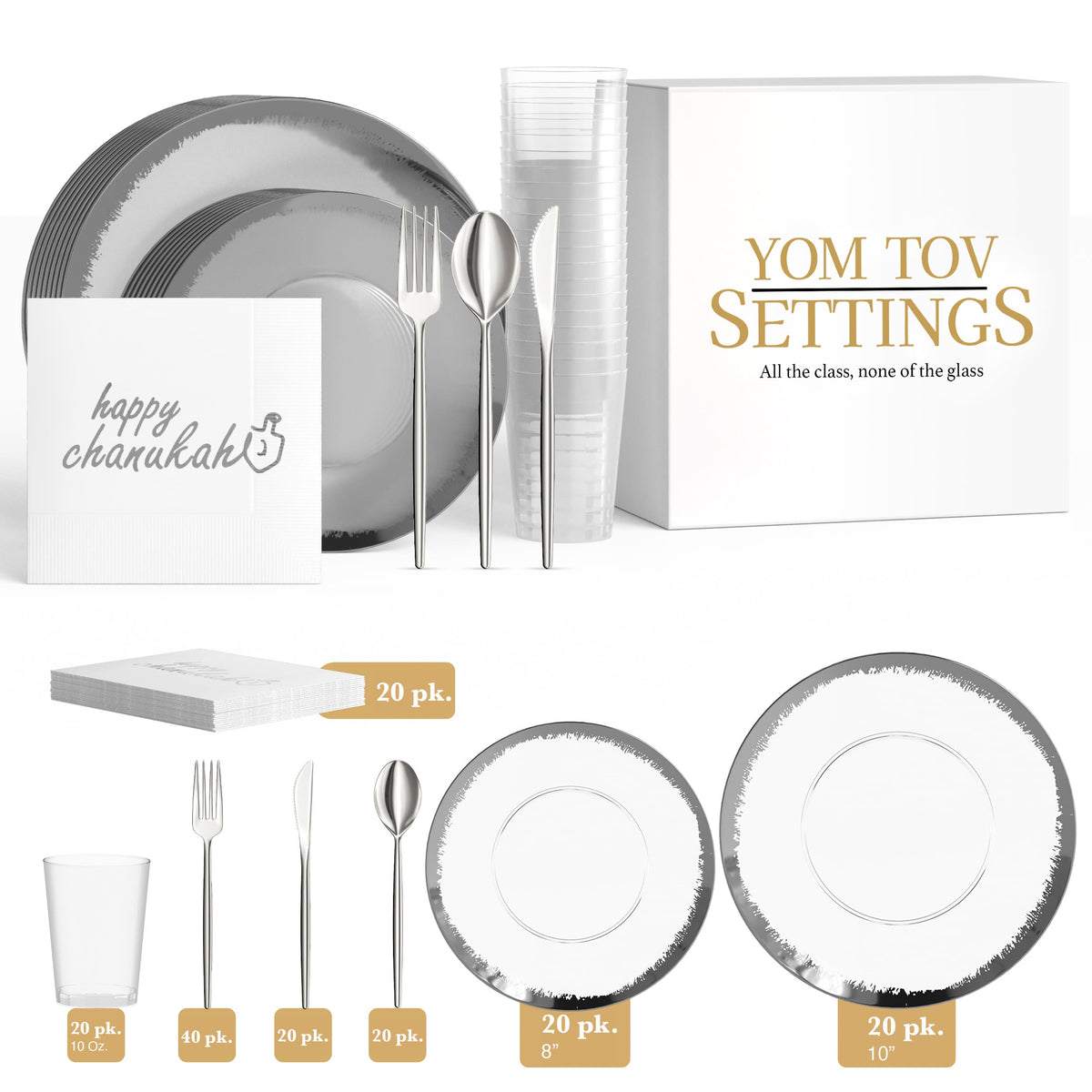 Service for 20 | Silver Scratched Hanukkah Combo Set