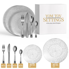 140 Piece Silver Sparkle Combo Set | Serves 20 Guests