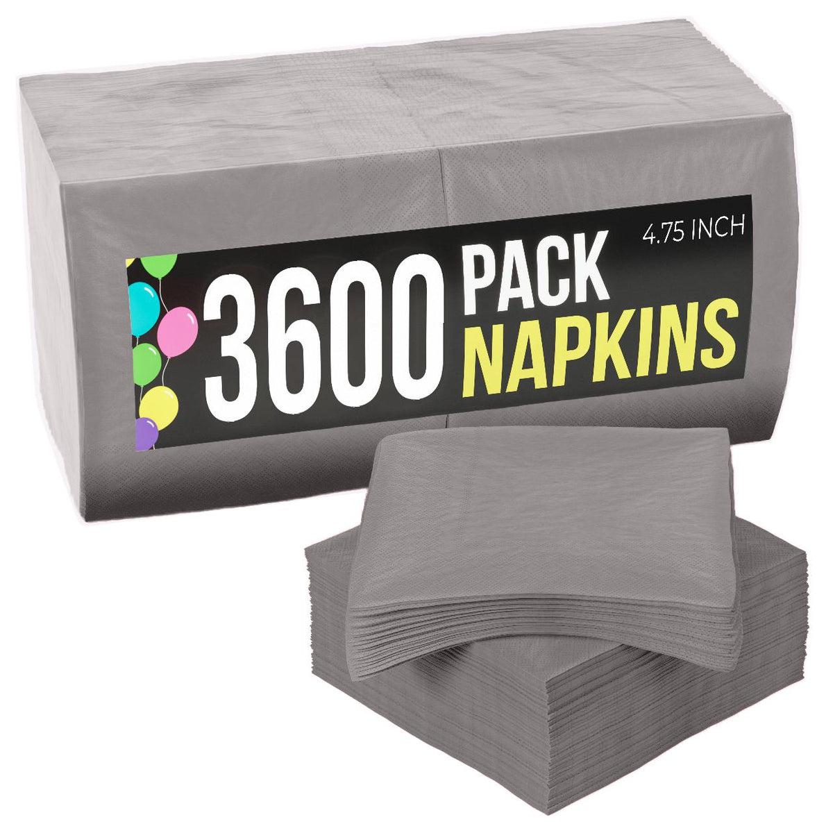 Silver Beverage Napkins | 3600 Pack