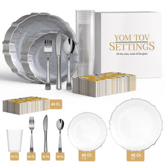 Service for 40 | Silver & BW Combo Set