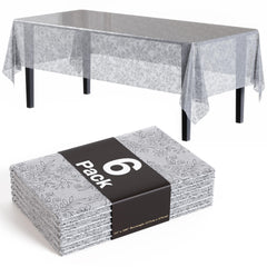 Silver Floral Table Cover | 6 Pack