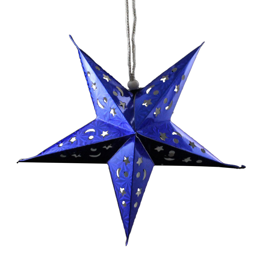 12 In. Holographic Blue Paper Star Lantern | 3 Count