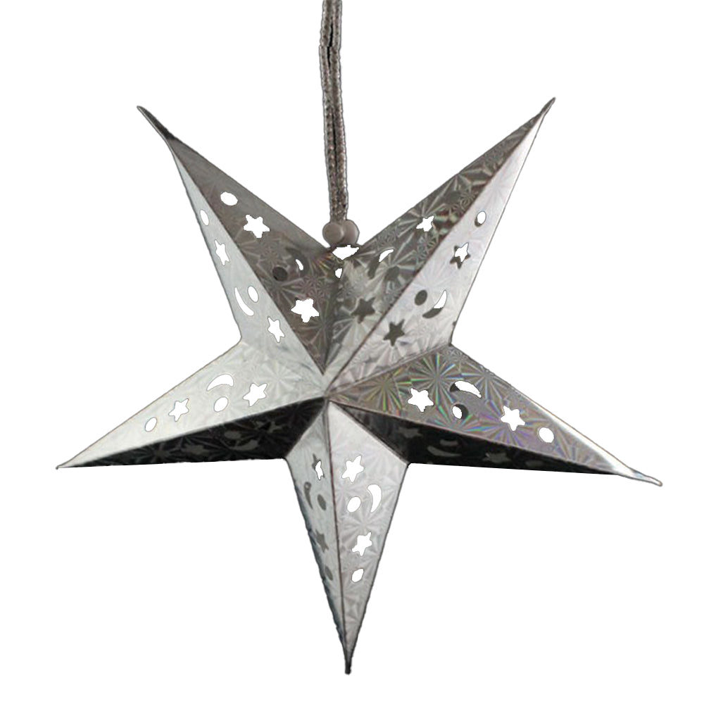 12 In. Holographic Silver Paper Star Lantern | 3 Count