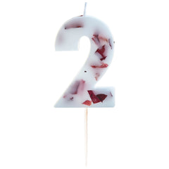 Ginger Ray Pressed Petal Number 2 Birthday Candle, Red/White - Pack of 5