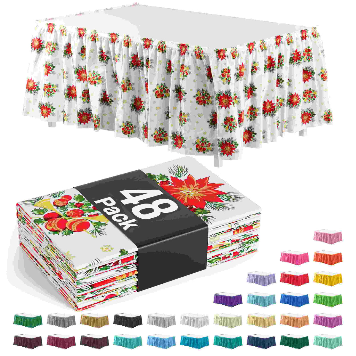 Holiday Printed Table Skirt | Case of 48