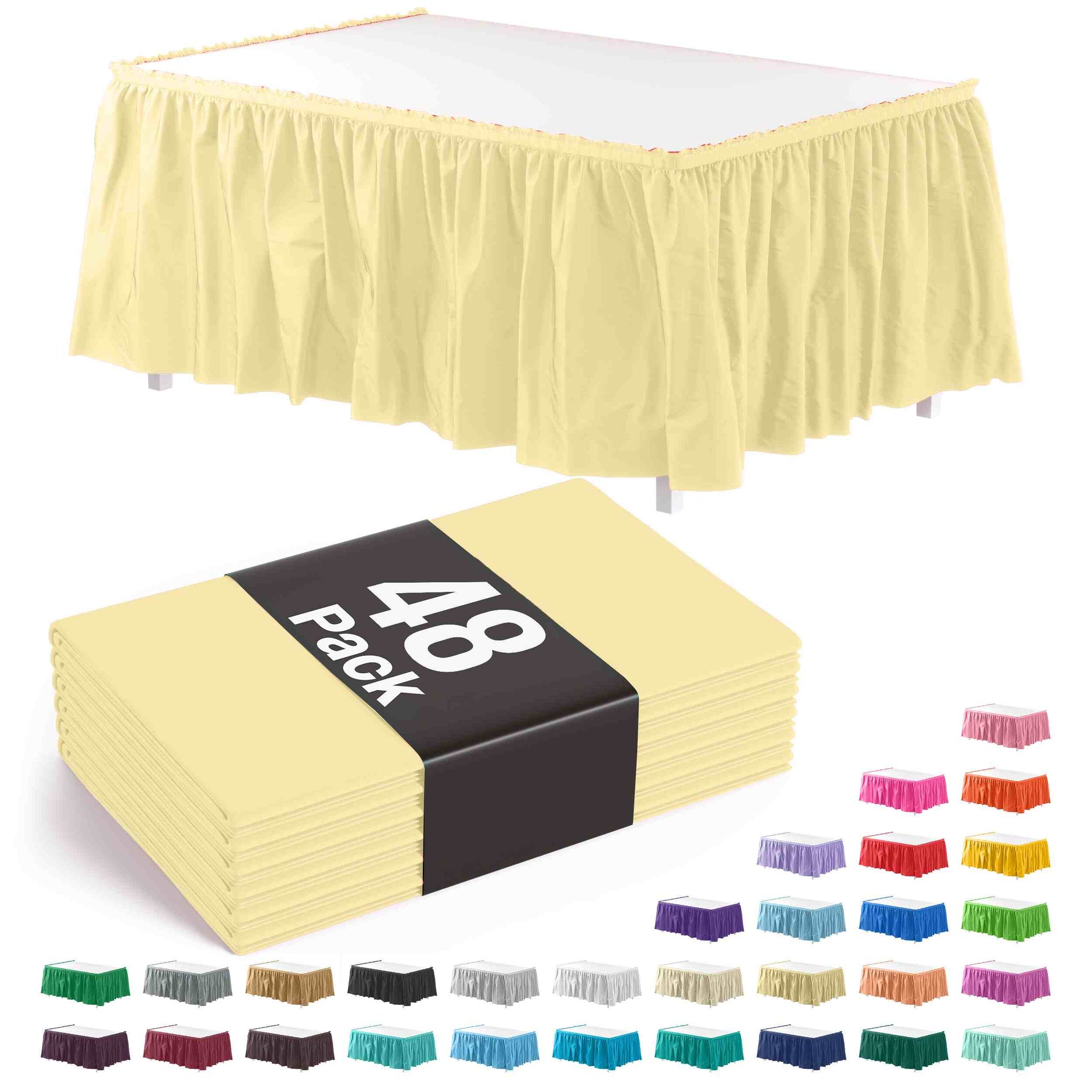 Plastic Table Skirts - Disposable, 29" X 14', Pack Of 2, Ivory Color