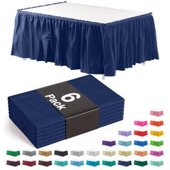 Navy Plastic Table Skirt | 6 Pack