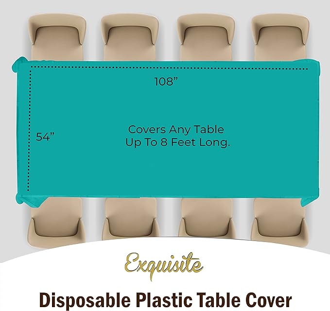 Teal Plastic Table Covers | 48 Count