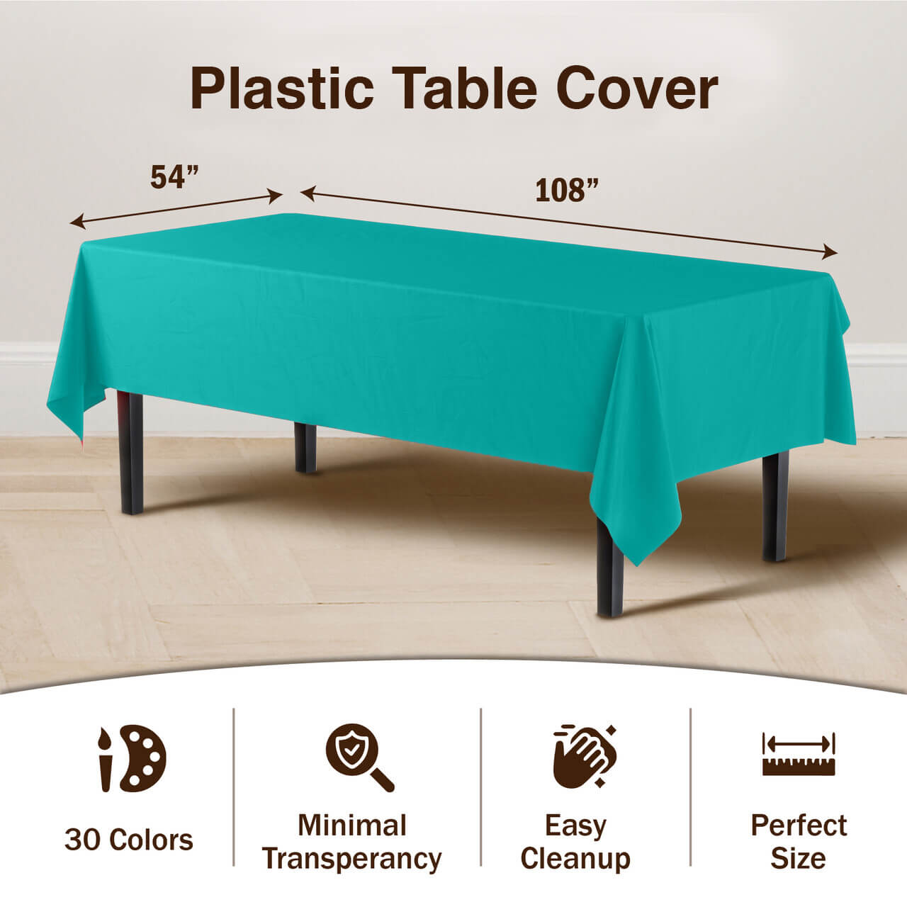 Premium Teal Plastic Table Covers | 96 Count