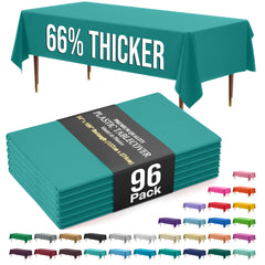 Premium Teal Plastic Table Covers | 96 Count