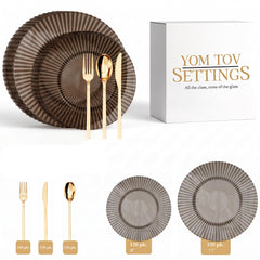 Topaz Gemstone Deluxe Set | Plates & Gold Cutlery | Serves 120