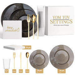 Service for 20 | Topaz Gemstone Hanukkah Combo Set - Gold