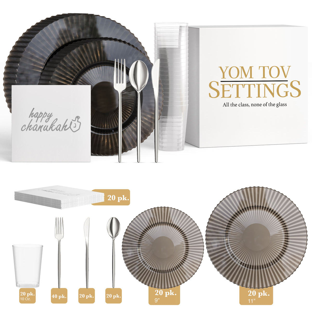 Service for 20 | Topaz Gemstone Hanukkah Combo Set - Silver