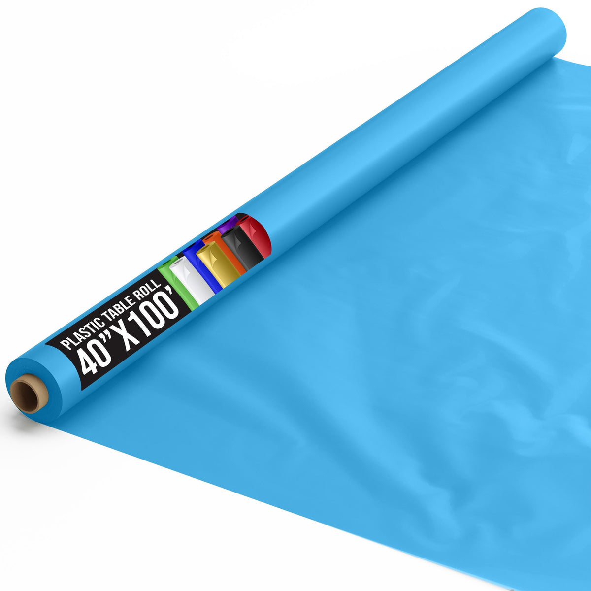 40 In. x 100 Ft. Premium Turquoise Plastic Table Roll | 6 Pack