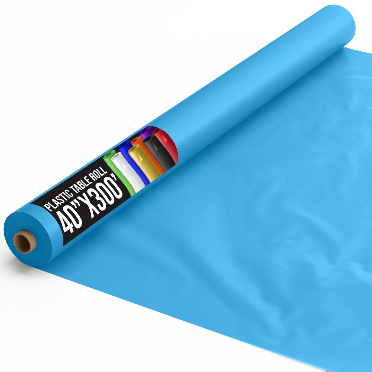 40 In. x 300 Ft. Premium Turquoise Plastic Table Roll | 4 Pack