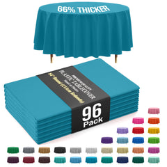Premium Round Turquoise Plastic Table Covers | 96 Count
