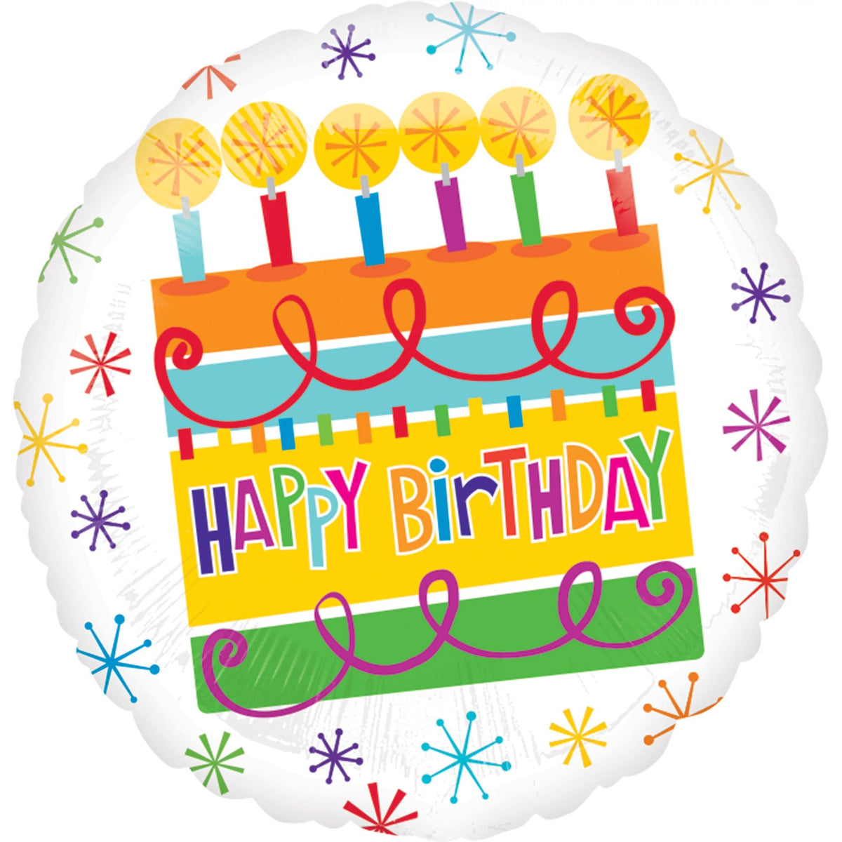 Vibrant Birthday Cake Foil Balloon - 18-Inch - Case of 100